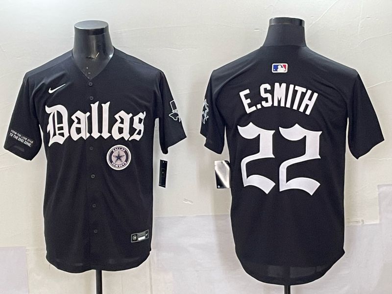 Men 2025 Nike Dallas Cowboys #22 E.Smith Black 5th generation Joint Name Limited NFL Jersey 020